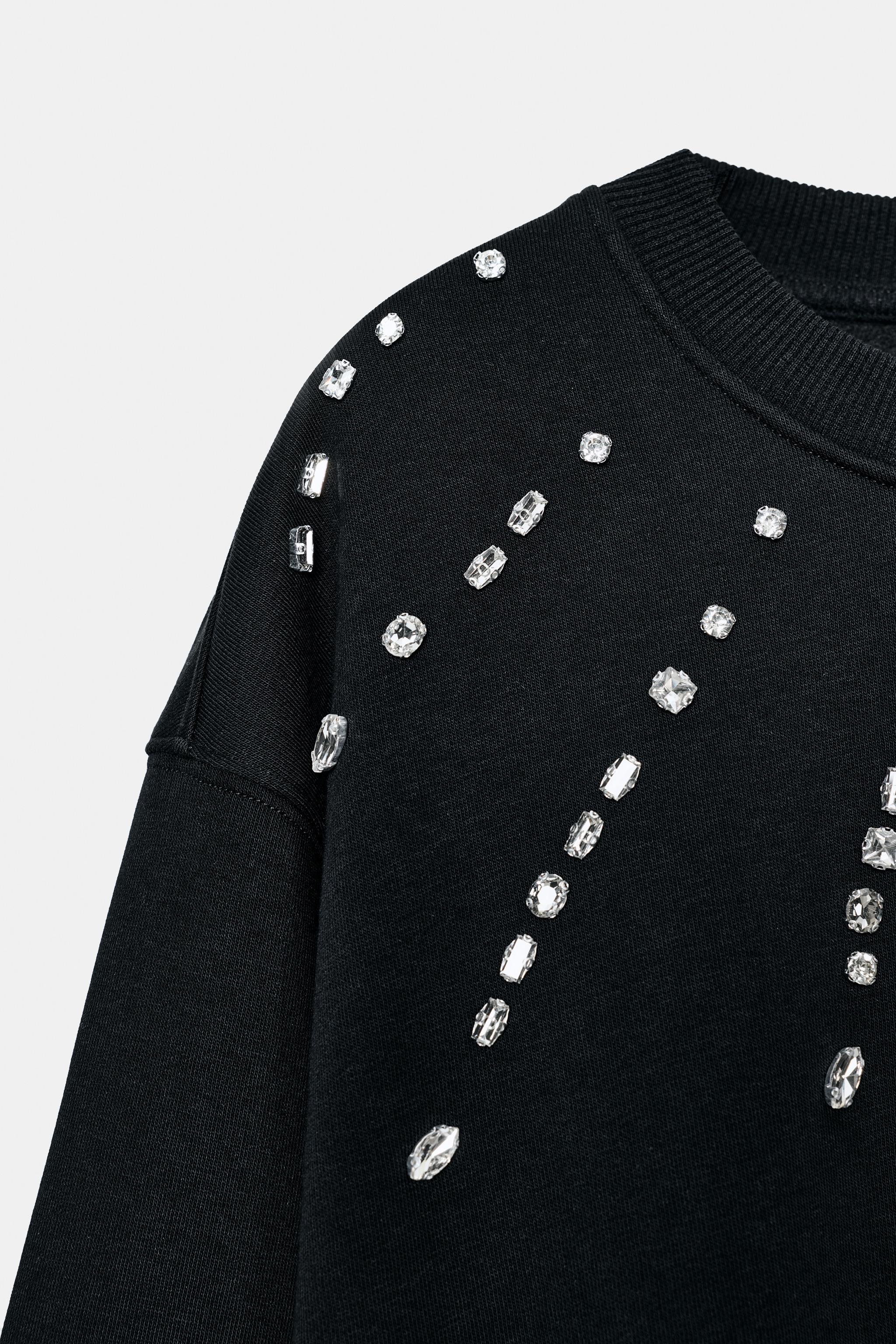 JEWELED FRONT SWEATSHIRT